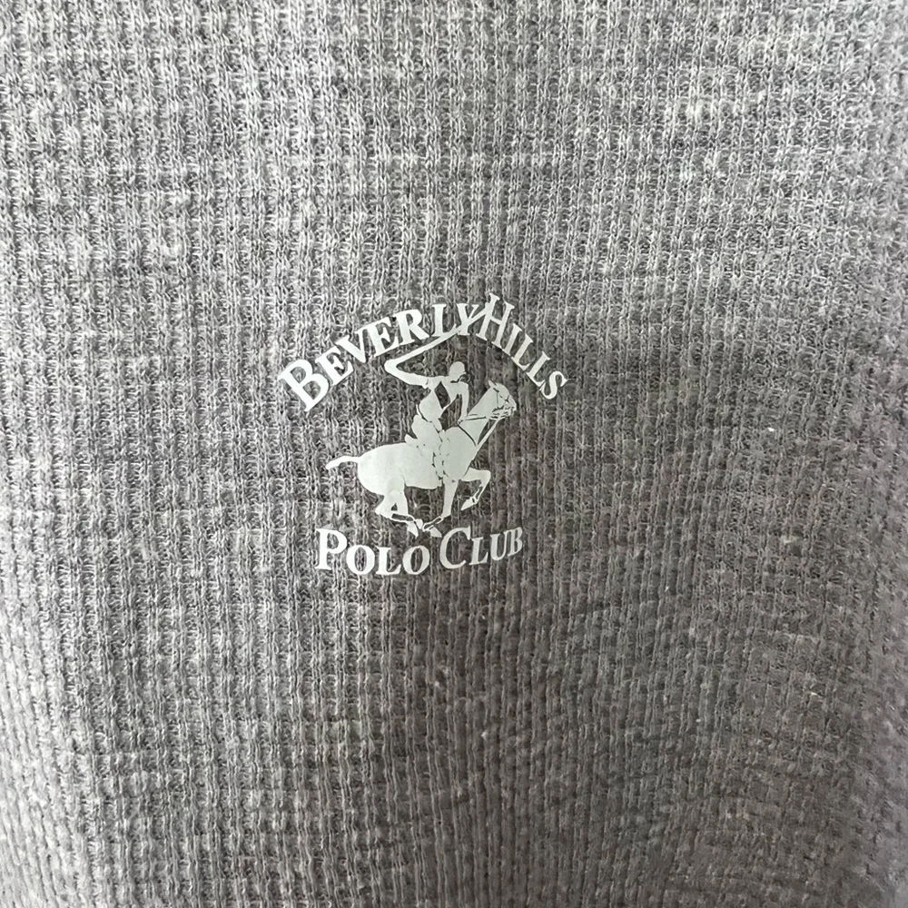 {Beverly Hills Polo Club}Mens Gray Waffle-knit Loungewear Top - Picture 3 of 6